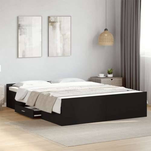 Okvir kreveta s ladicama crni 140 x 200 cm konstruirano drvo - Crna 140 x 200 cm Cijena