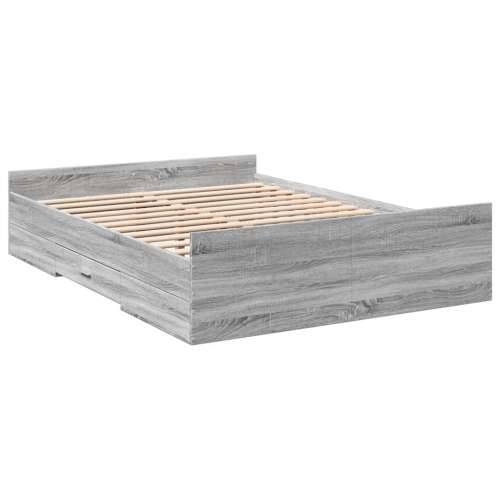 Okvir za krevet s ladicama boja hrasta 120x200 cm drveni - Sivi hrast sonoma 120 x 200 cm Cijena