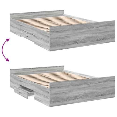 Okvir za krevet s ladicama boja hrasta 120x200 cm drveni - Sivi hrast sonoma 120 x 200 cm Cijena
