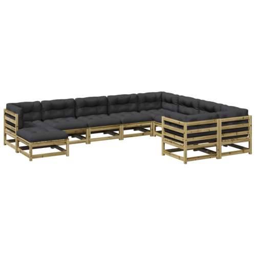 Vrtna garnitura - 10-dijelni set vrtnih sofa s jastucima od impregnirane borovine - Prirodno impregnirano s jastučićem 1 Cijena