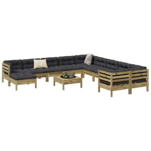Vrtna garnitura - 12-dijelni set vrtnih sofa s jastucima od impregnirane borovine - Prirodno impregnirano 1 Cijena