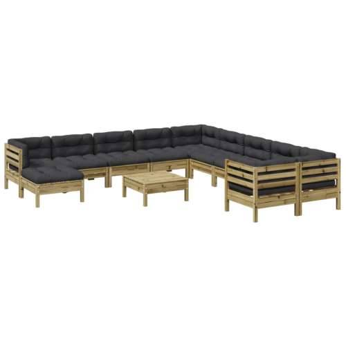 Vrtna garnitura - 12-dijelni set vrtnih sofa s jastucima od impregnirane borovine - Prirodno impregnirano 1 Cijena