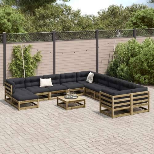 Vrtna garnitura - 12-dijelni set vrtnih sofa s jastucima od impregnirane borovine - Prirodno impregnirano 1 Cijena