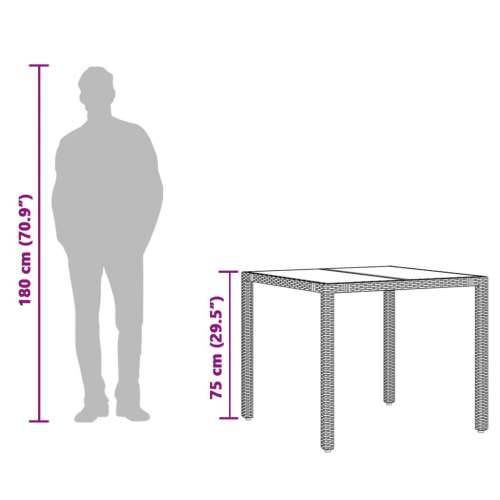 Vrtni stol sa staklenom pločom crni 90x90x75 cm od poliratana - Crna 90 x 90 x 75 cm 1 Stakl Cijena