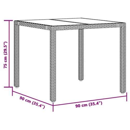 Vrtni stol sa staklenom pločom crni 90x90x75 cm od poliratana - Crna 90 x 90 x 75 cm 1 Stakl Cijena