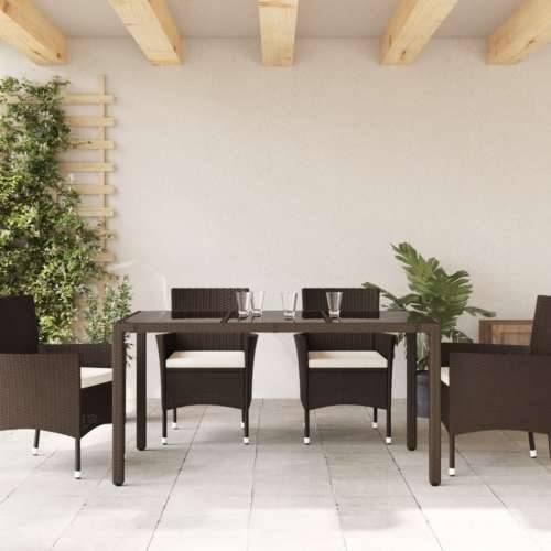 Vrtni stol sa staklenom pločom smeđi 150x90x75 cm od poliratana - Smeđa 150 x 90 x 75 cm 1 Stakl Cijena