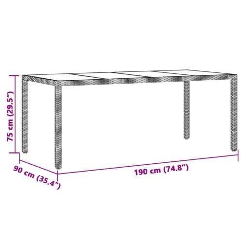 Vrtni stol sa staklenom pločom crni 190x90x75 cm od poliratana Crna 190 x 90 x 75 cm 1 Stakl Cijena