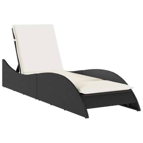 Ležaljka za sunčanje s jastukom crna 60x205x73 cm poliratan - Crna 60 x 205 x 73 cm 1 Cijena