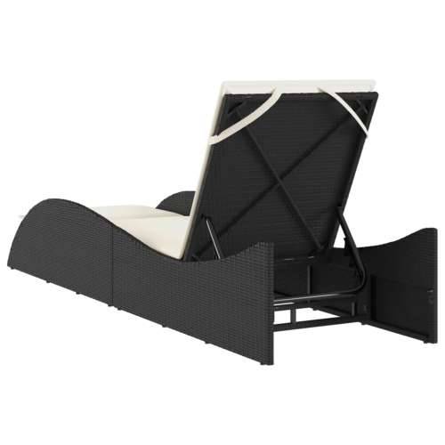Ležaljka za sunčanje s jastukom crna 60x205x73 cm poliratan - Crna 60 x 205 x 73 cm 1 Cijena