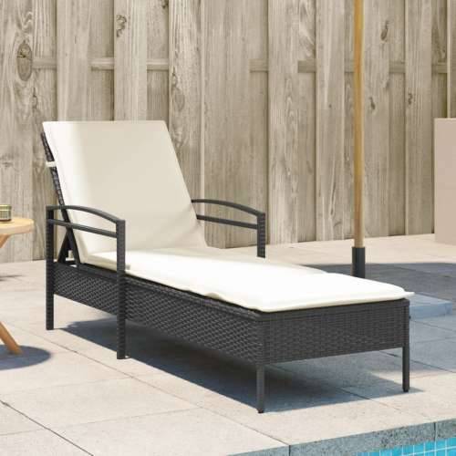 Ležaljka za sunčanje s jastukom crna 63x200x81 cm poliratan - Crna 1 Cijena