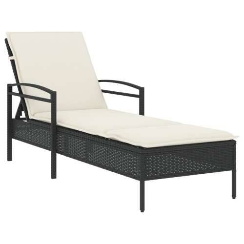Ležaljka za sunčanje s jastukom crna 63x200x81 cm poliratan - Crna 1 Cijena