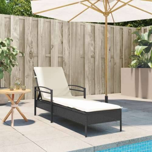 Ležaljka za sunčanje s jastukom crna 63x200x81 cm poliratan - Crna 1 Cijena
