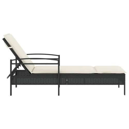 Ležaljka za sunčanje s jastukom crna 63x200x81 cm poliratan - Crna 1 Cijena
