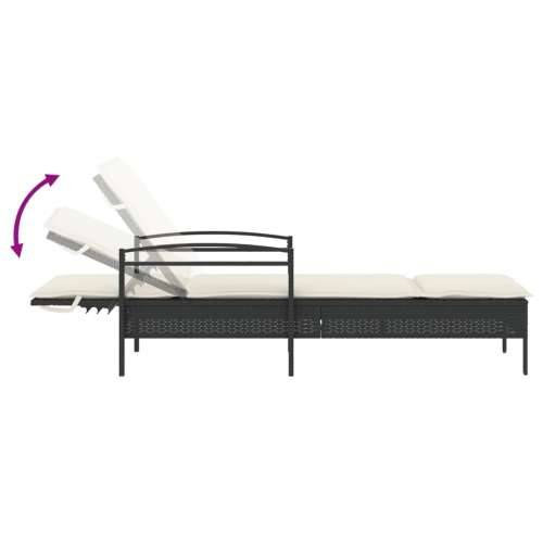 Ležaljka za sunčanje s jastukom crna 63x200x81 cm poliratan - Crna 1 Cijena
