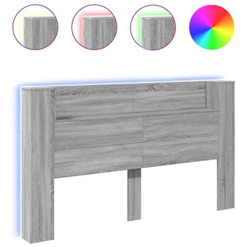Ormarić za uzglavlje LED sivom sonomom 180x16,5x103,5 cm - Sivi hrast sonoma 180 x 16.5 x 103.5 cm 1 Cijena
