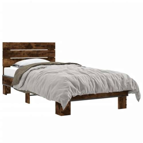 Okvir krevet boja hrasta 90 x 190 cm konstruirano drvo i metal - Dimljeni hrast 90 x 190 cm Cijena