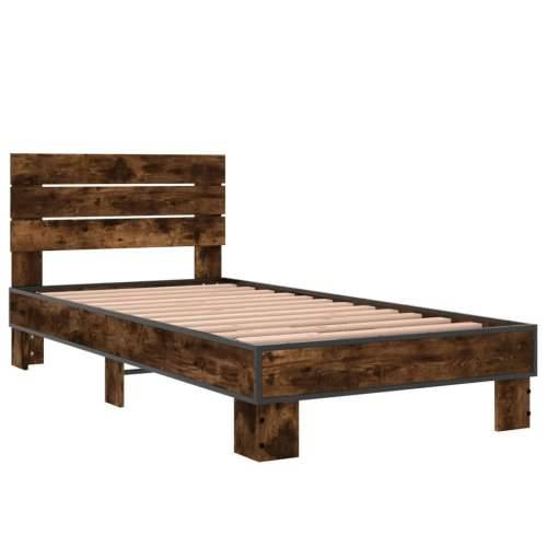 Okvir krevet boja hrasta 90 x 190 cm konstruirano drvo i metal - Dimljeni hrast 90 x 190 cm Cijena