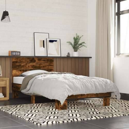 Okvir krevet boja hrasta 90 x 190 cm konstruirano drvo i metal - Dimljeni hrast 90 x 190 cm Cijena