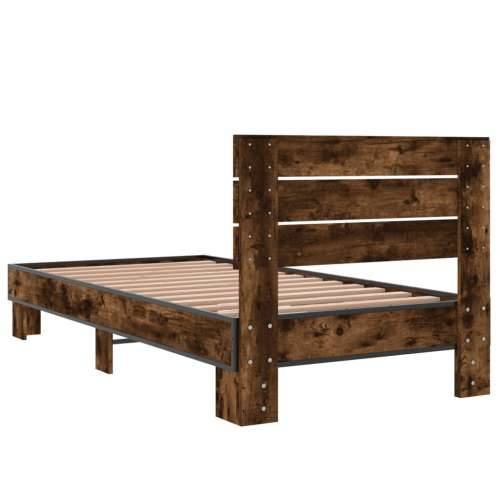 Okvir krevet boja hrasta 90 x 190 cm konstruirano drvo i metal - Dimljeni hrast 90 x 190 cm Cijena
