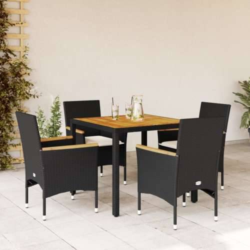 5-dijelna vrtna blagovaonski set s jastucima poliratan i bagrem - Crna 90 x 90 x 75 cm 4 Cijena