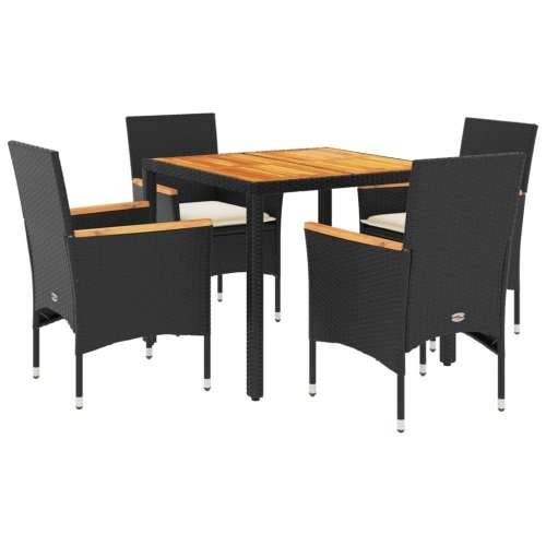 5-dijelna vrtna blagovaonski set s jastucima poliratan i bagrem - Crna 90 x 90 x 75 cm 4 Cijena