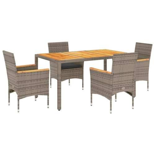 Vrtna garnitura - 5-dijelni vrtni blagovaonski set s jastucima poliratan i bagrem - Siva 150 x 90 x 75 cm 4 Cijena