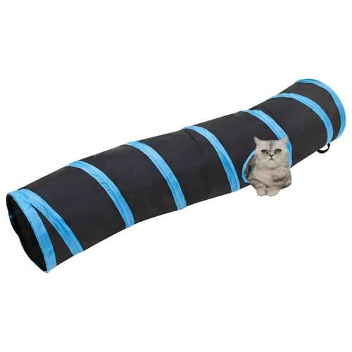 Tunel za mačke S-oblika crno-plavi 122 cm poliesterski - 1 U obliku slova S Cijena