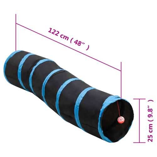 Tunel za mačke S-oblika crno-plavi 122 cm poliesterski - 1 U obliku slova S Cijena