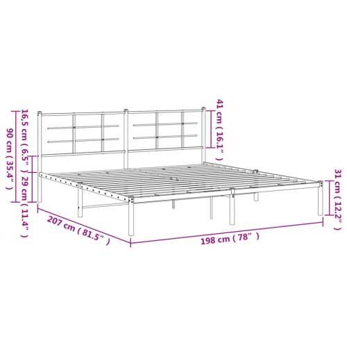 Metalni okvir za krevet s uzglavljem crni 193x203 cm - Crna 193 x 203 cm s uzglavljem Cijena