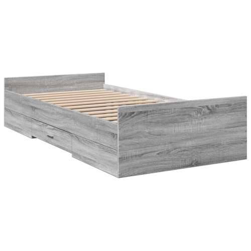 Okvir kreveta s ladicama siva boja hrasta 90 x 190 cm drveni - Sivi hrast sonoma 90 x 190 cm Cijena