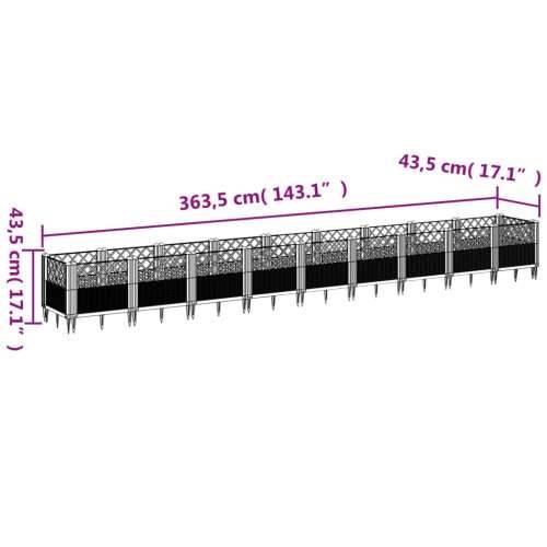 Vrtna sadilica s klinovima smeđa 363,5x43,5x43,5 cm PP - Smeđa 363,5 x 43,5 x 43,5 cm 1 Cijena