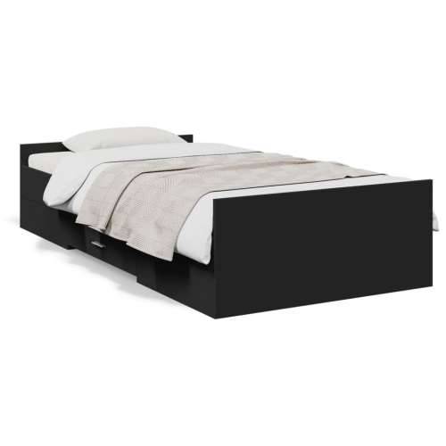 Okvir kreveta s ladicama crni 90 x 190 cm konstruirano drvo - Crna 90 x 190 cm Cijena