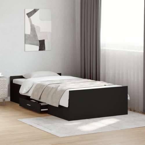 Okvir kreveta s ladicama crni 90 x 190 cm konstruirano drvo - Crna 90 x 190 cm Cijena