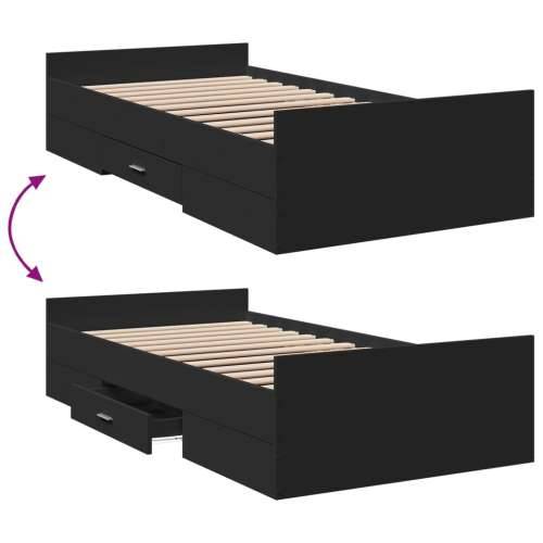 Okvir kreveta s ladicama crni 90 x 190 cm konstruirano drvo - Crna 90 x 190 cm Cijena