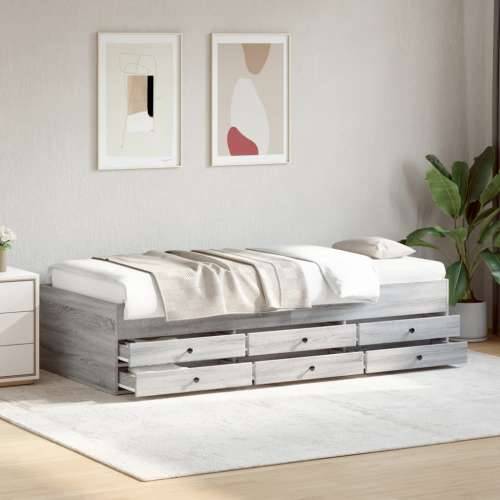 Dnevni krevet s ladicama bez madraca siva boja hrasta 90x200 cm - Sivi hrast sonoma 90 x 200 cm Cijena