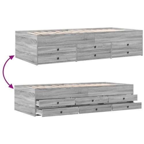Dnevni krevet s ladicama bez madraca siva boja hrasta 90x200 cm - Sivi hrast sonoma 90 x 200 cm Cijena