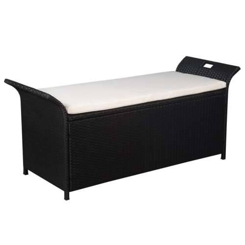 Klupa za pohranu s jastukom 138 cm poliratan crna - Crna 138 x 50 x 60 cm 1 Cijena