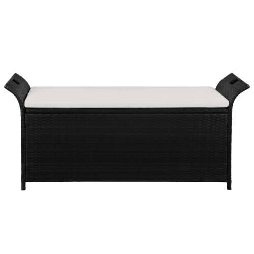 Klupa za pohranu s jastukom 138 cm poliratan crna - Crna 138 x 50 x 60 cm 1 Cijena