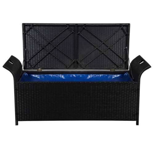 Klupa za pohranu s jastukom 138 cm poliratan crna - Crna 138 x 50 x 60 cm 1 Cijena