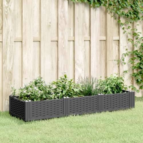 Vrtna sadilica s klinovima crna 125 x 40 x 28,5 cm PP - Crna 125 x 40 x 28,5 cm 1 Cijena