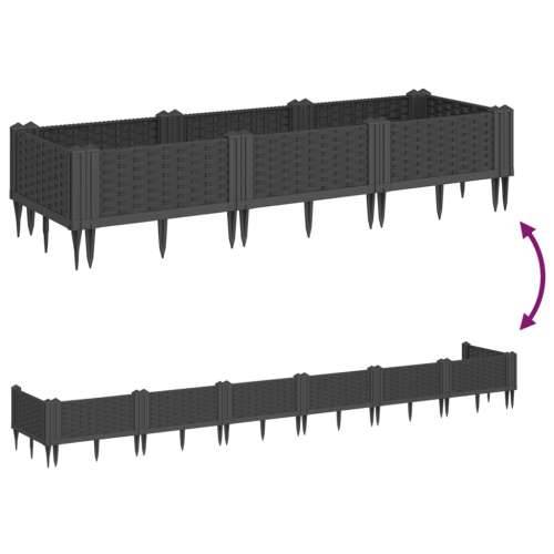 Vrtna sadilica s klinovima crna 125 x 40 x 28,5 cm PP - Crna 125 x 40 x 28,5 cm 1 Cijena