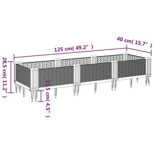 Vrtna sadilica s klinovima crna 125 x 40 x 28,5 cm PP - Crna 125 x 40 x 28,5 cm 1 Cijena