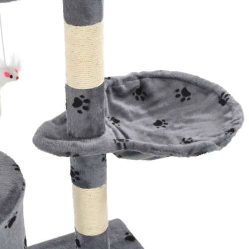 Penjalica za mačke sa stupovima za grebanje od sisala 138 cm siva s uzorkom šapa Cijena