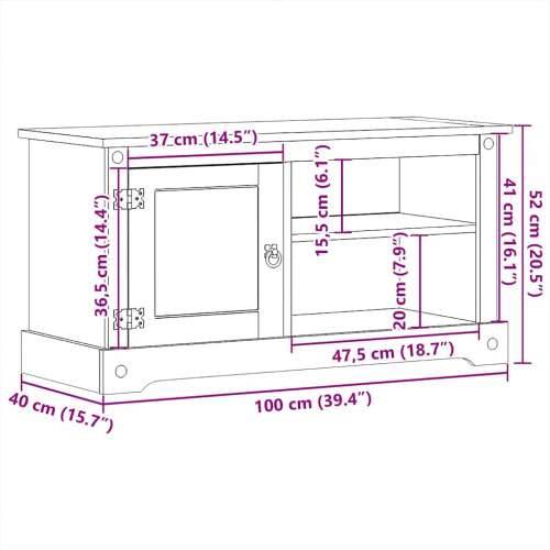 TV ormarić Corona 100 x 40 x 52 cm od masivne borovine Cijena