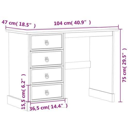 Toaletni stolić Corona 104 x 47 x 75 cm od masivne borovine Cijena