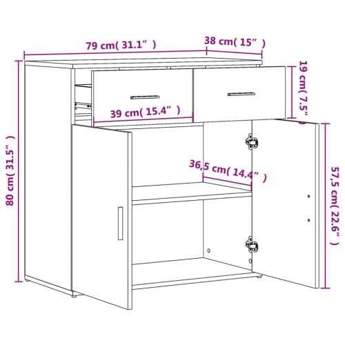 Komoda boja dimljenog hrasta 79x38x80 cm konstruirano drvo - Dimljeni hrast 1 Cijena
