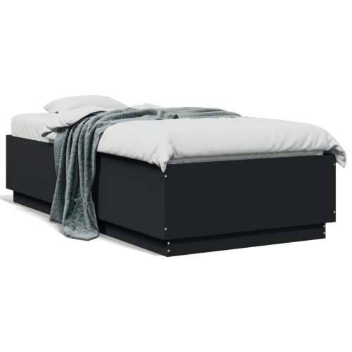 Okvir za krevet s LED svjetlima crni 90 x 190 cm drveni - Crna 90 x 190 cm Cijena