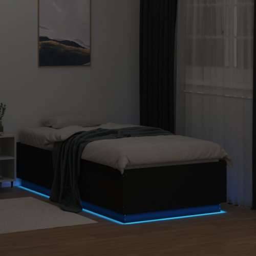 Okvir za krevet s LED svjetlima crni 90 x 190 cm drveni - Crna 90 x 190 cm Cijena