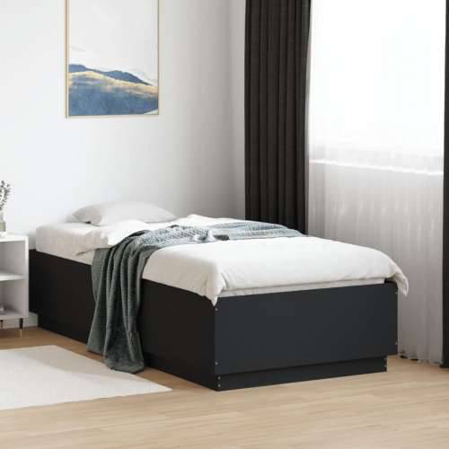 Okvir za krevet s LED svjetlima crni 90 x 190 cm drveni - Crna 90 x 190 cm Cijena