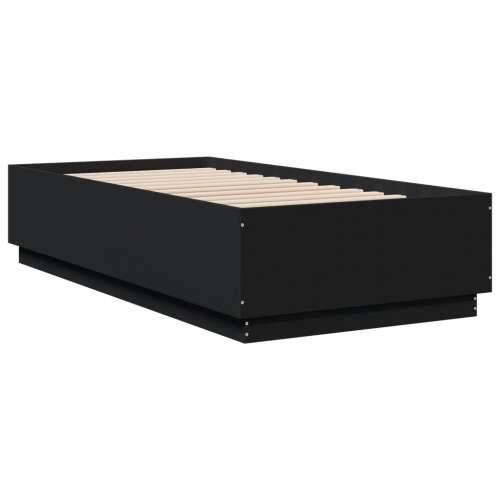 Okvir za krevet s LED svjetlima crni 90 x 190 cm drveni - Crna 90 x 190 cm Cijena